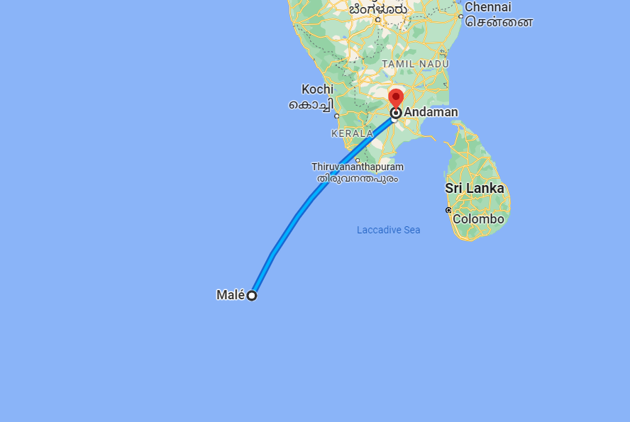 Andaman to Maldives Distance