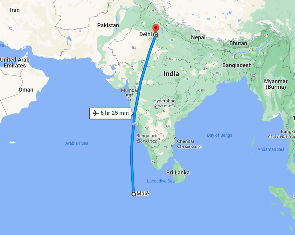 Delhi to Maldives Distance
