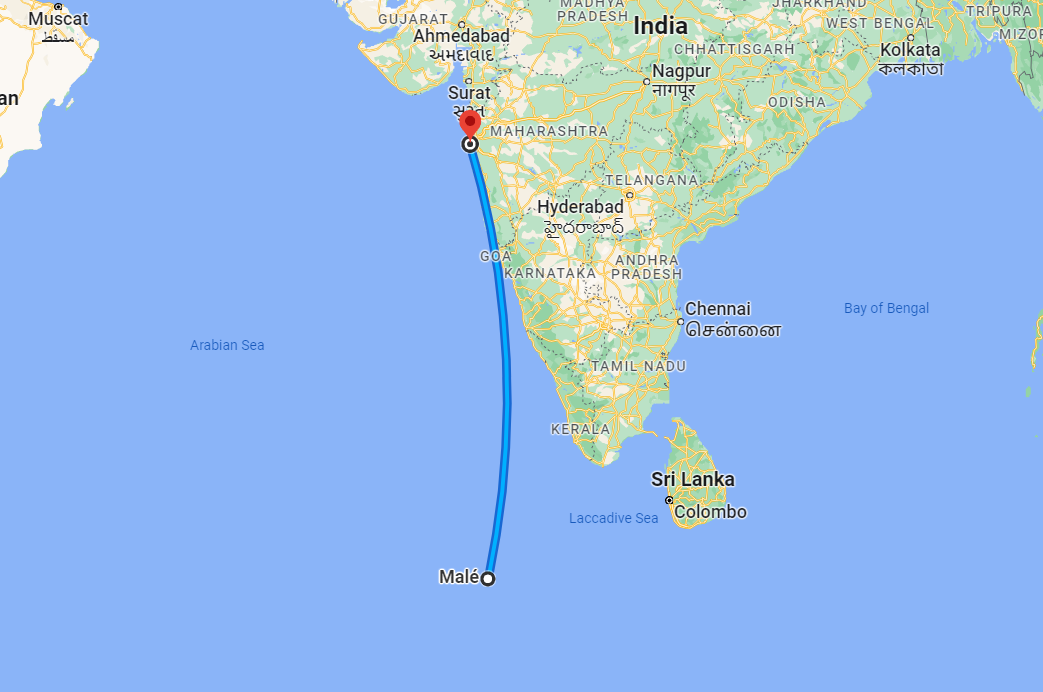 Mumbai to Maldives Distance