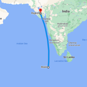 Rajkot to Maldives Distance