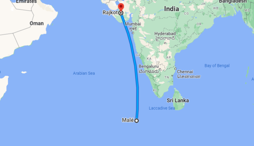 Rajkot to Maldives Distance