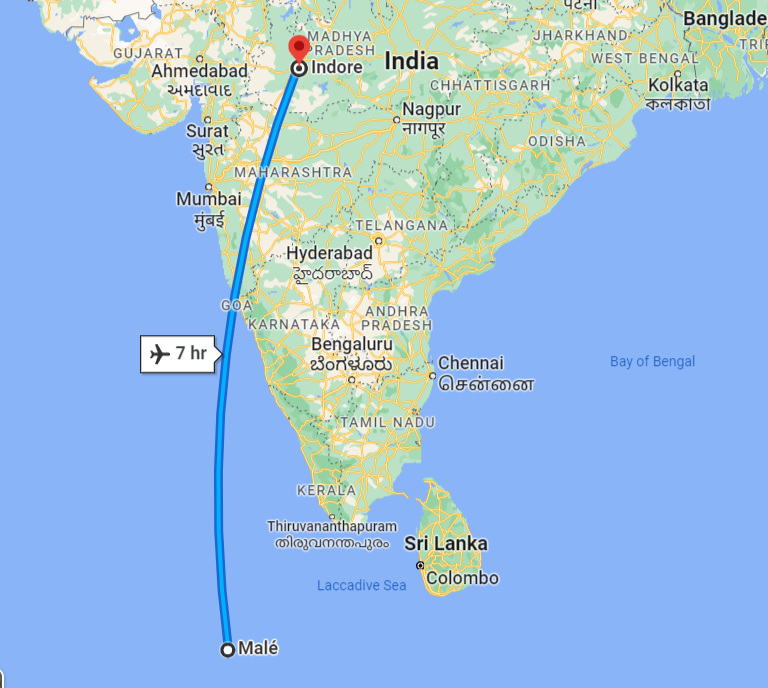 Indore to Maldives Distance
