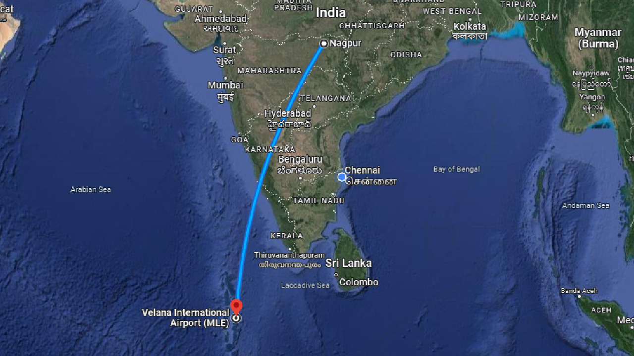 Nagpur to Maldives Distance